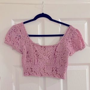 Pinkish Purple Lace Crop Top From Pacsun